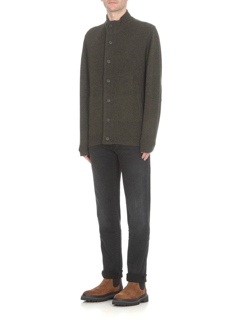 Barbour Sweater High Neck Elbow Patches In Green