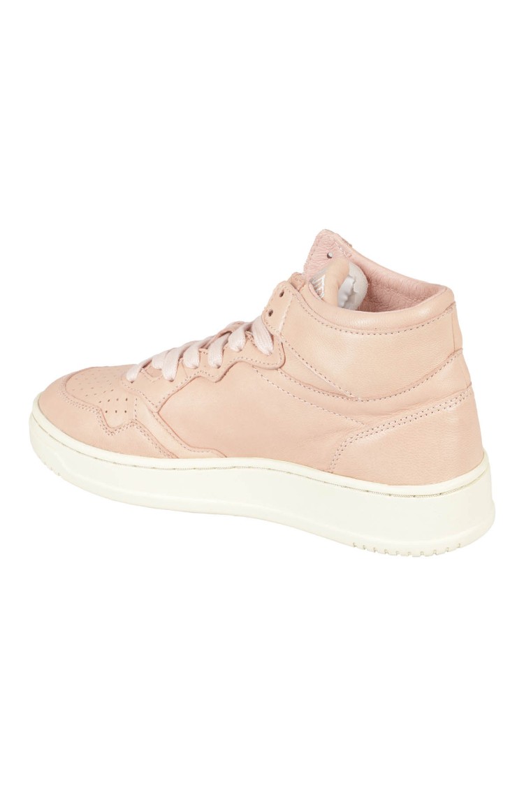 Autry High-top Leather Sneakers With Perforated Toe Box In Pink