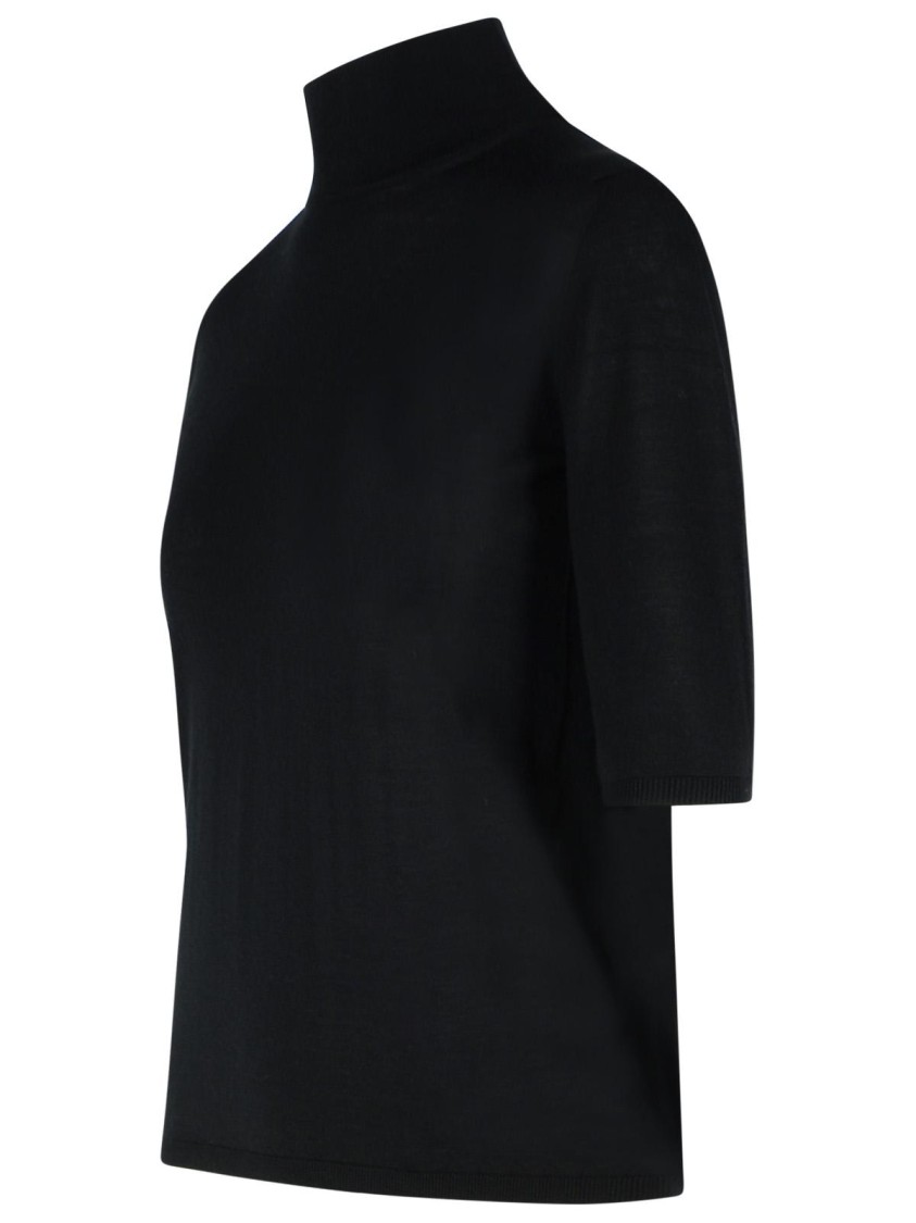 Shop Max Mara Cecina' Beige Virgin Wool Turtleneck Sweater In Black