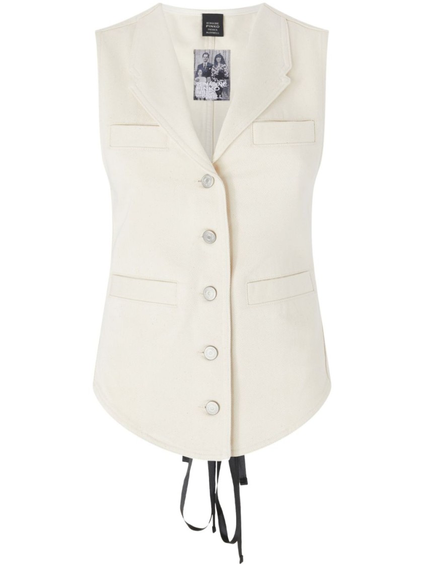 Shop Pinko Beige Tailored Jacket With Adjustable Ties