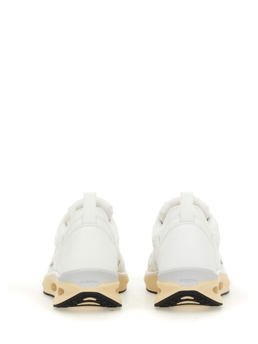 Valentino White Leather And Fabric Vlogo Easyjog Sneakers