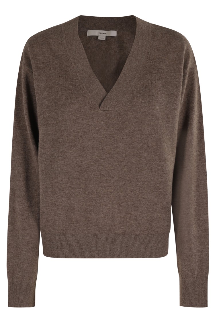 Remain Birger Christensen Remain V-neck Sweater With Relaxed Fit In Gray