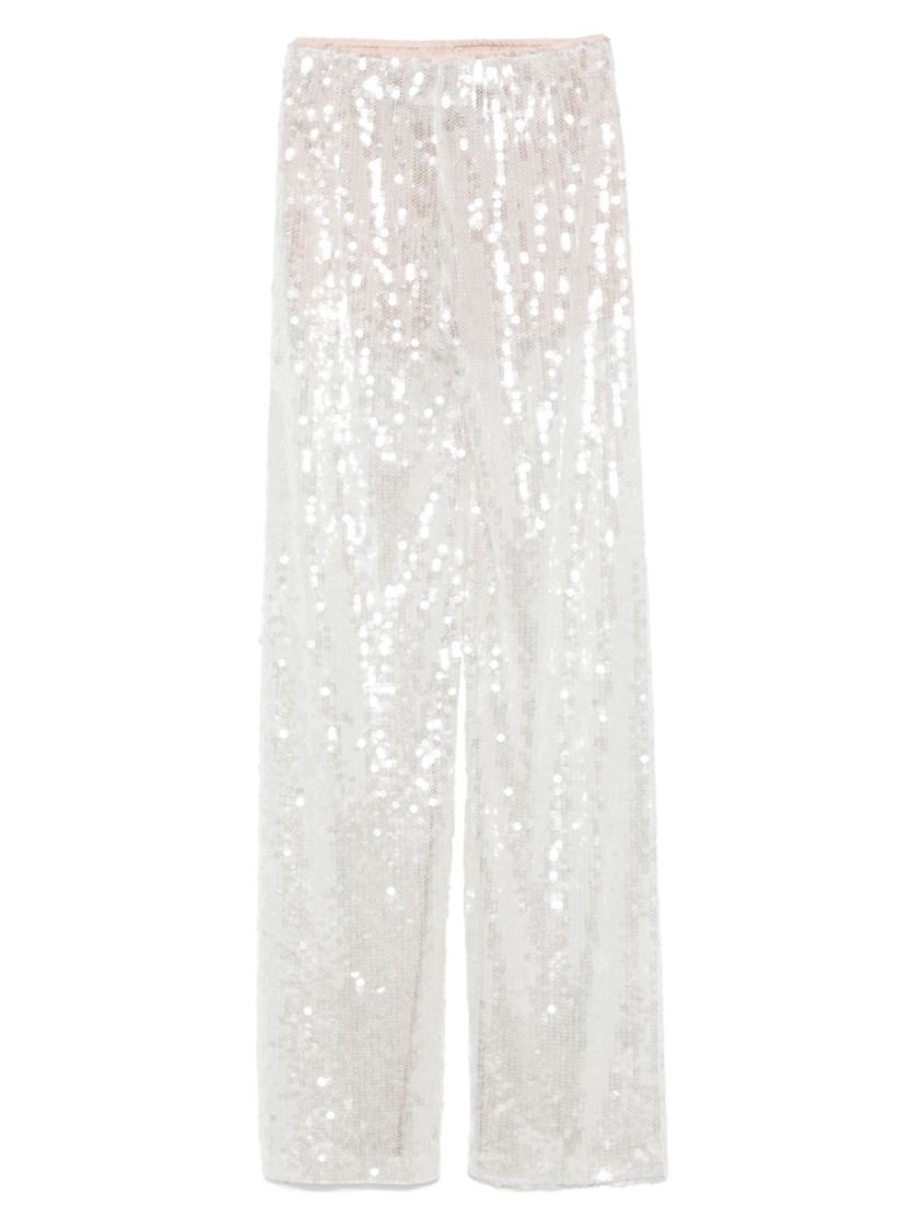 Federica Tosi Wide-leg Trousers With Shimmering Sequin Detailing In White