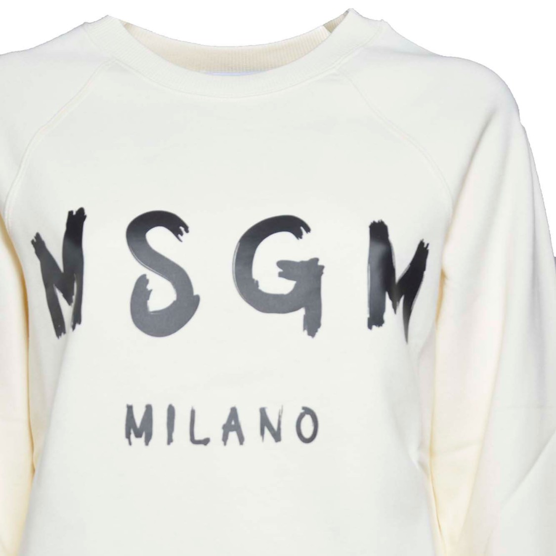 Msgm Ivory Cotton Crewneck Sweatshirt