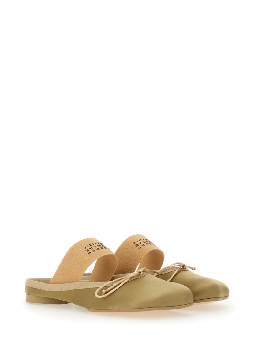Shop Mm6 Maison Margiela Mm6 By Maison Margiela Slip-on Ballerina Shoes With Decorative Bow In Neutrals