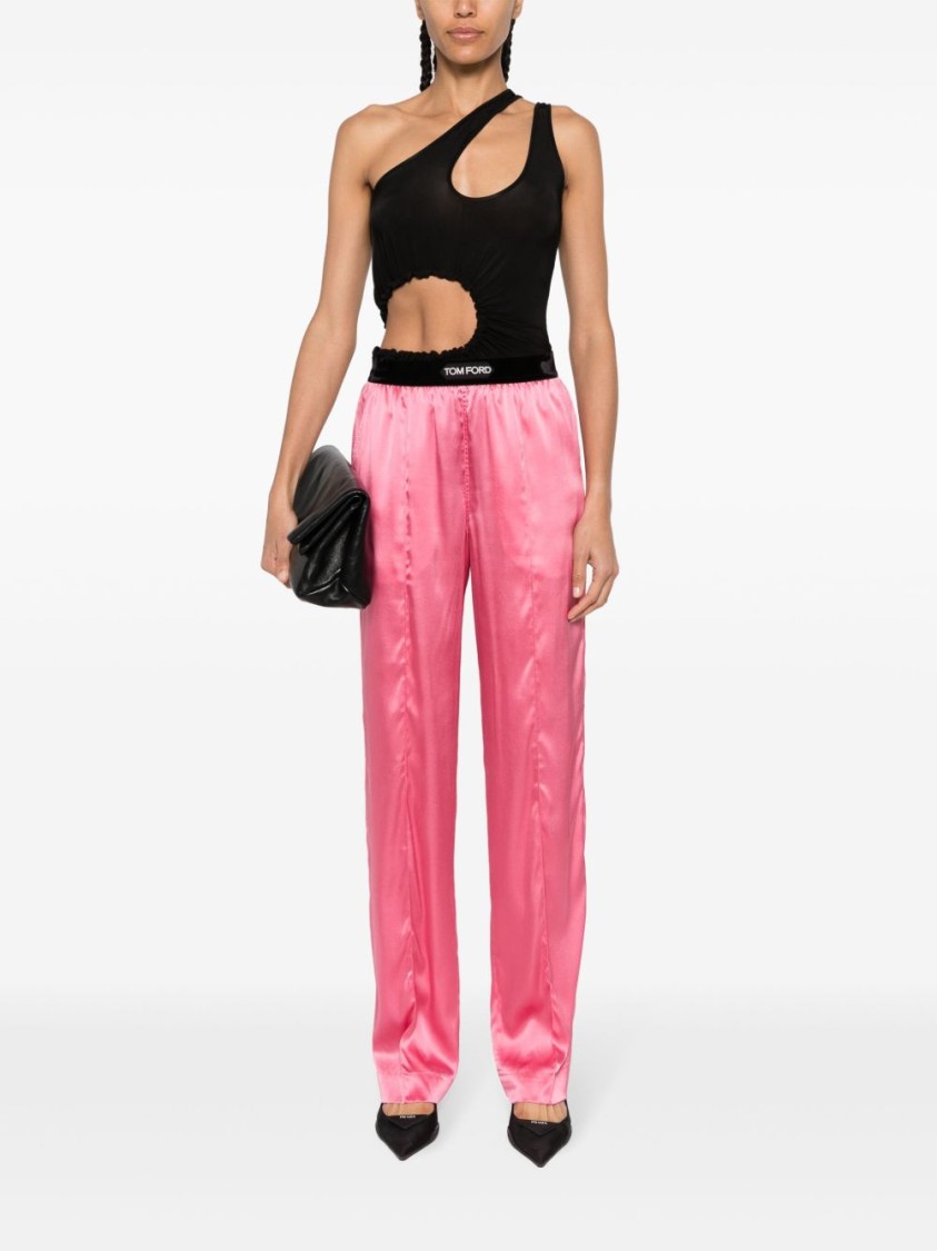 Tom Ford Flamingo Pink Stretch-silk Trousers In Pink