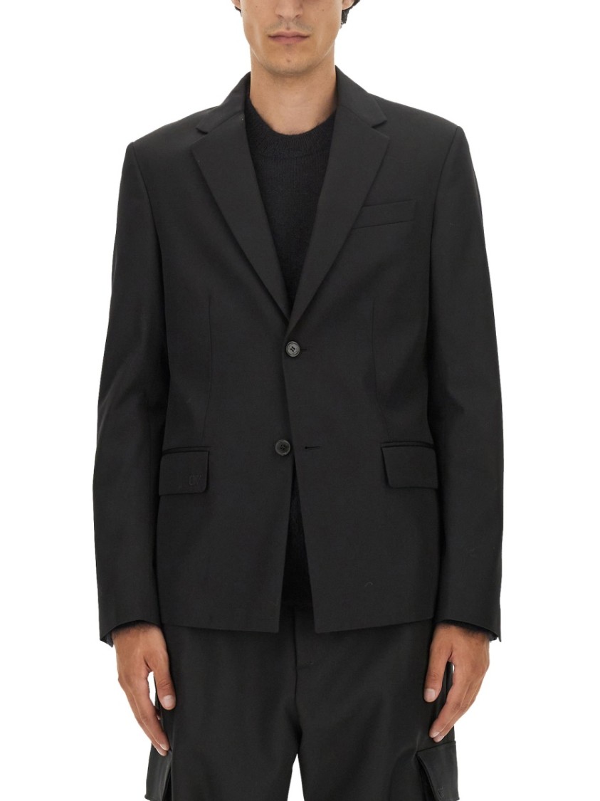 Off-white Strap Relax Black Virgin Wool Jacket In Black
