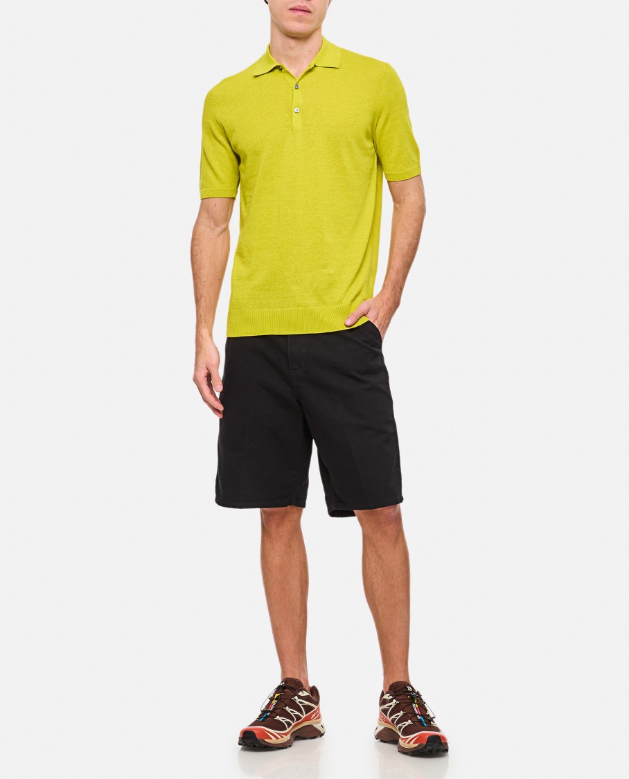Drumohr Classic Knit Polo Shirt With Pointed Collar In Green