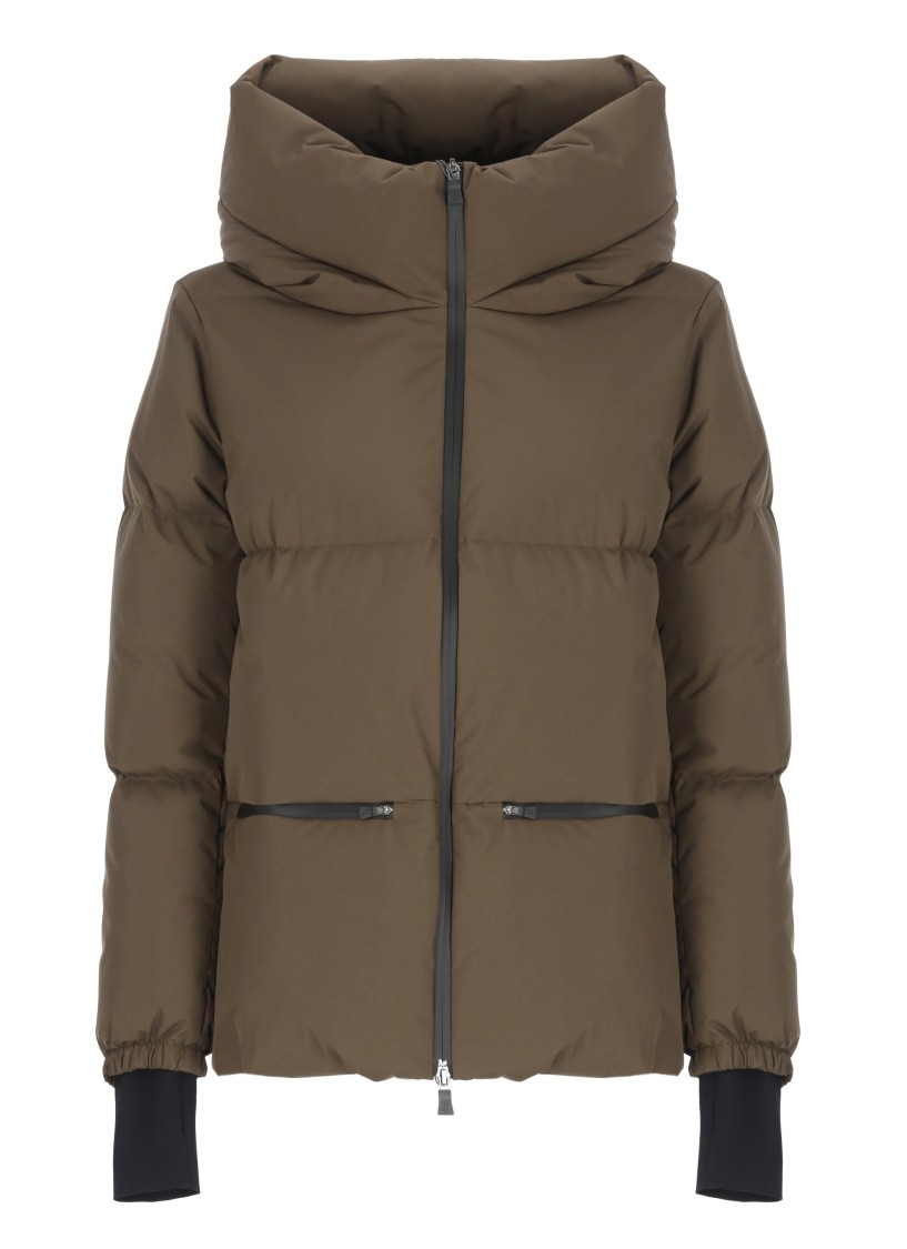 Herno Quilted Down Jacket With Hood And Pockets In Brown