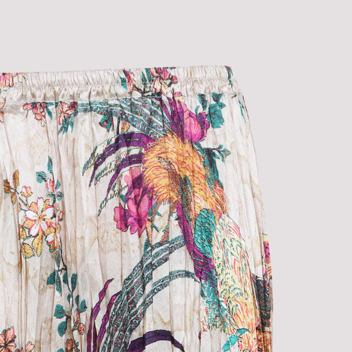 Shop Roberto Cavalli Beige Silk Midi Skirt