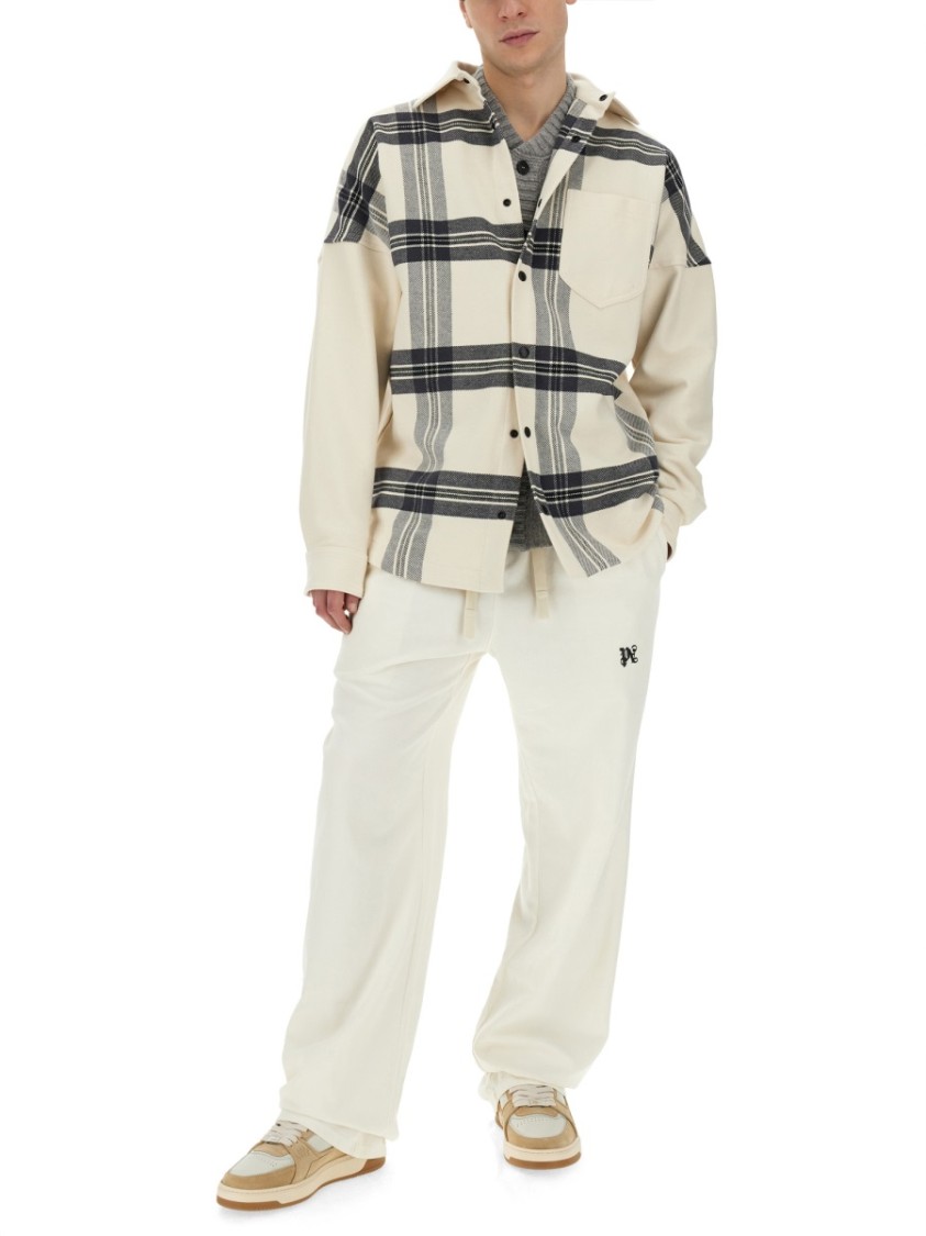 Palm Angels Clour-block Panelled Design Jacket In Neutrals