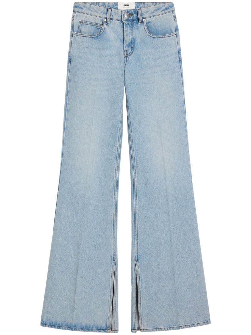Ami Alexandre Mattiussi Ami High-waisted Flared-leg Jeans With Vintage Wash In Blue