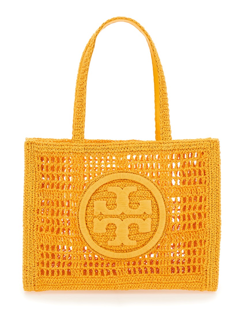 TORY BURCH TORY BURCH ELLA' ORANGE SHOPPER WITH WOVEN DESIGN