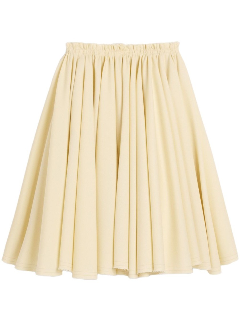 Ami Alexandre Mattiussi Ami Flowing Poppy Cream Wool Pleated Skirt In Multi