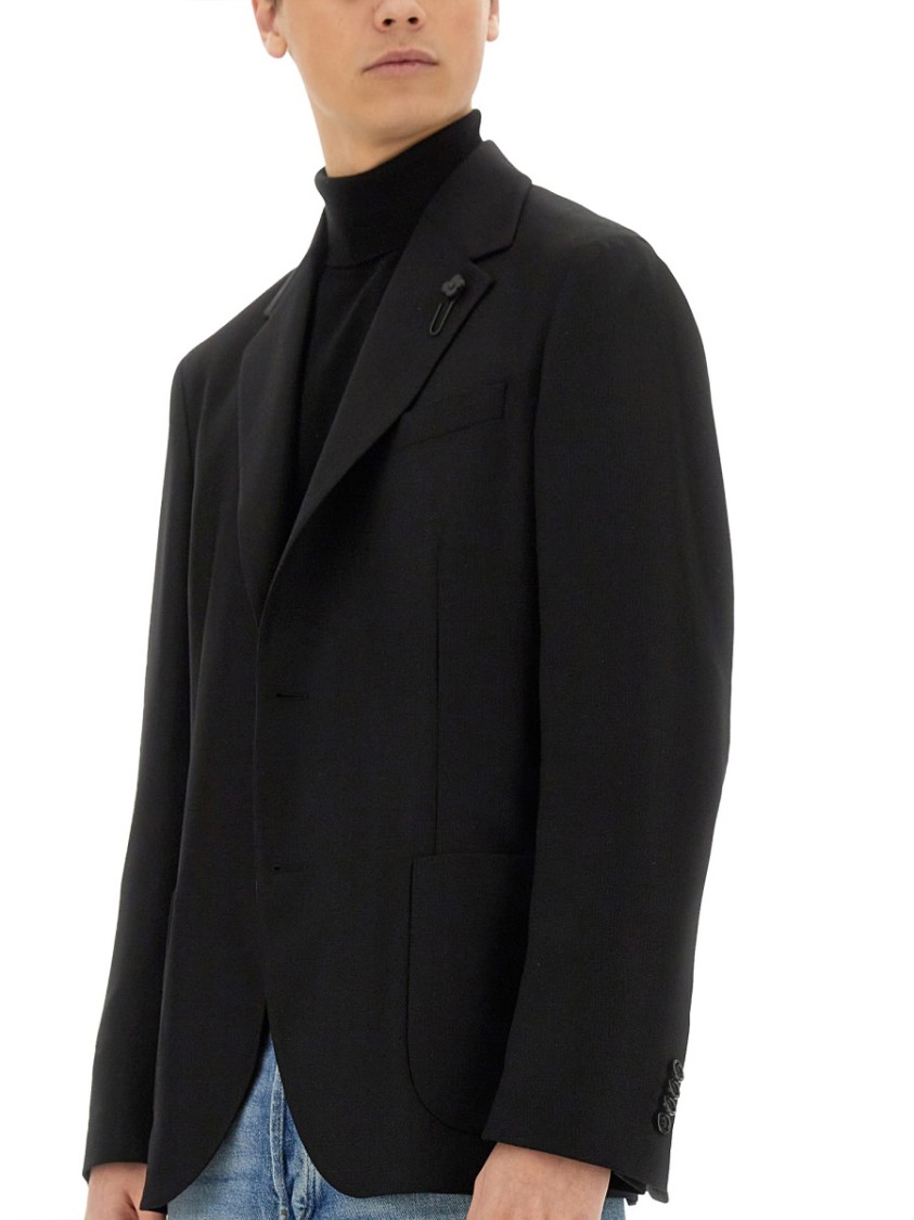 Lardini Tailored Single-breasted Jacket With Notch Lapel In Black