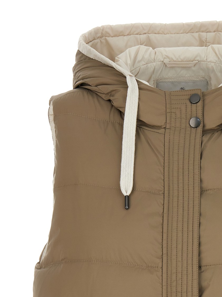 Brunello Cucinelli Goose Feather Padded Vest With Hood