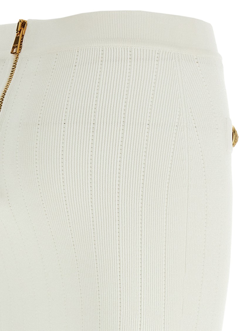 Balmain Knit Mini Skirt With Embossed Buttons Women In Neutral
