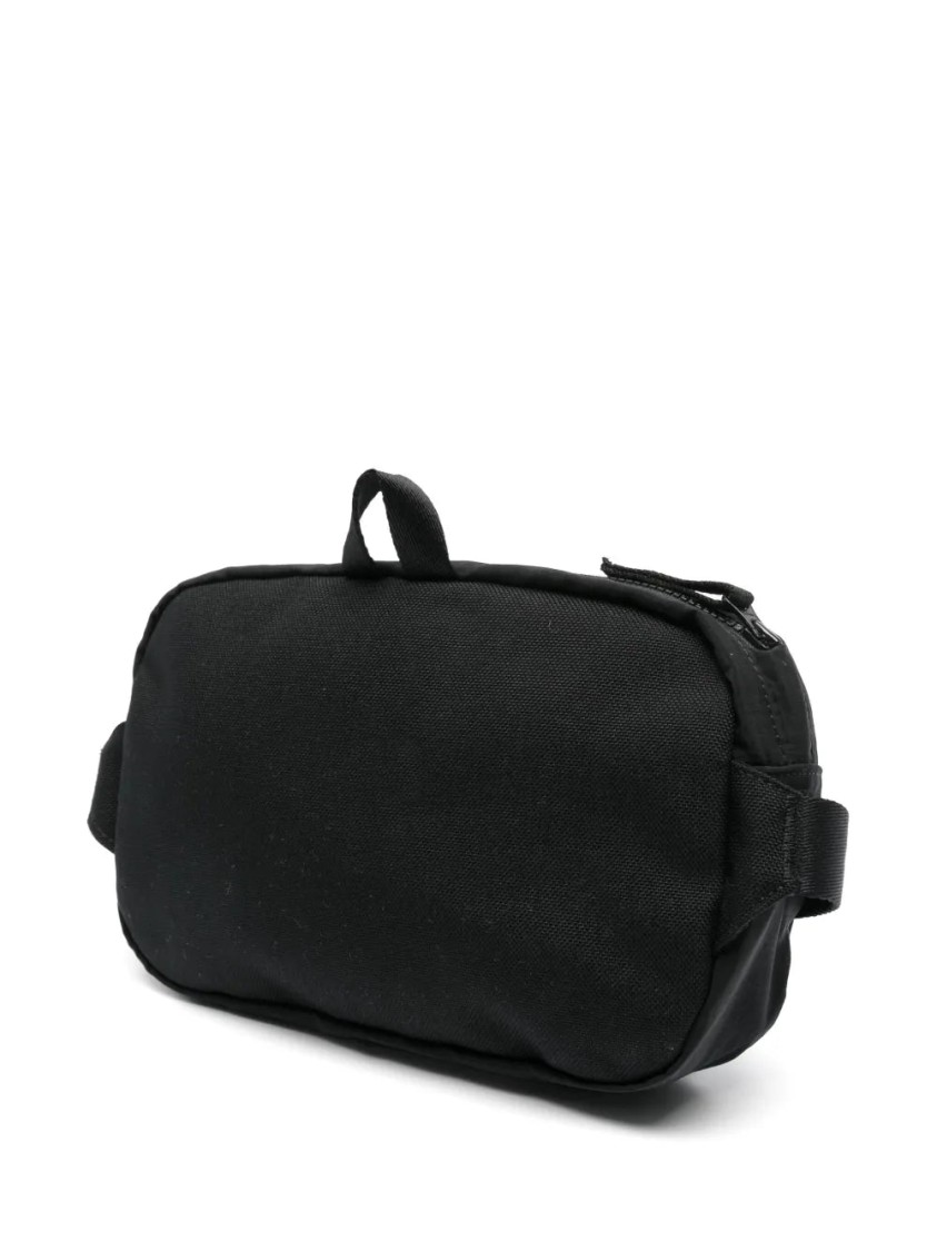 Stone Island Logo-embroidered Belt Bag In Black
