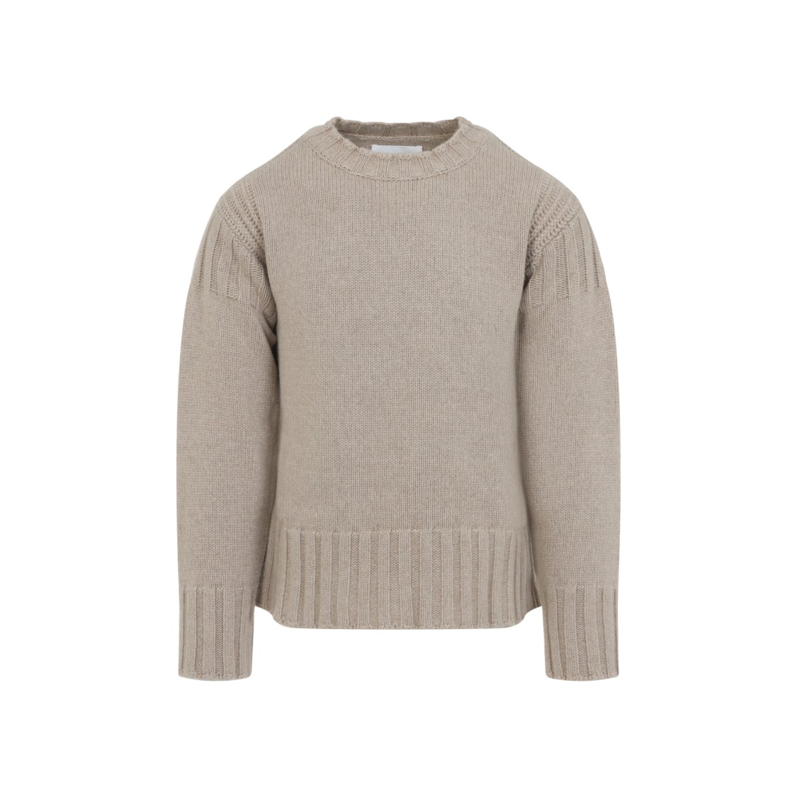 Jil Sander Sand Stone Cashmere Long Sleeves Cn Sweater In Brown