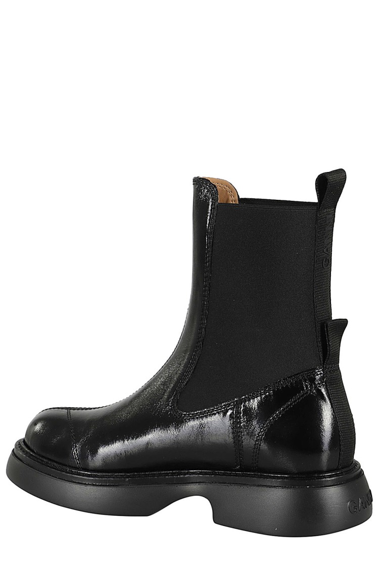 Ganni Womens Patent Faux Leather Black Pull On Chelsea Boots Uk7 In Black