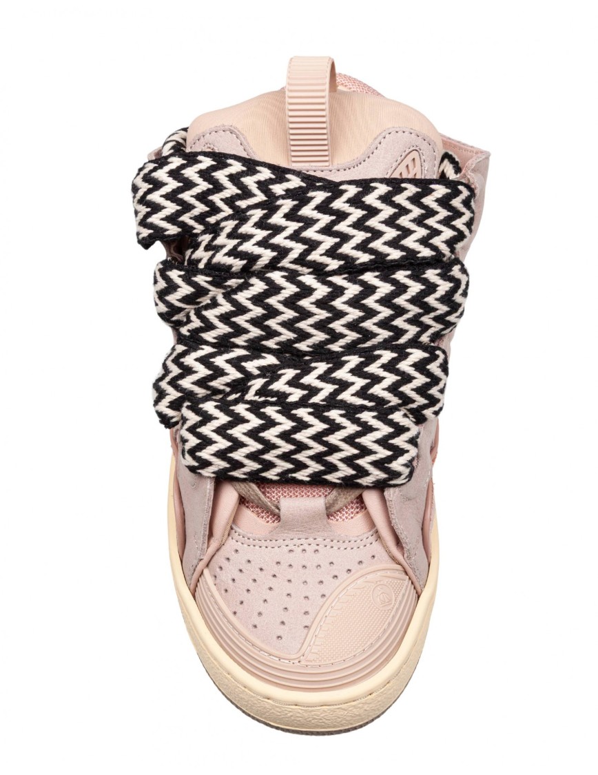 Shop Lanvin Curb Sneakers In White And Pink Leather