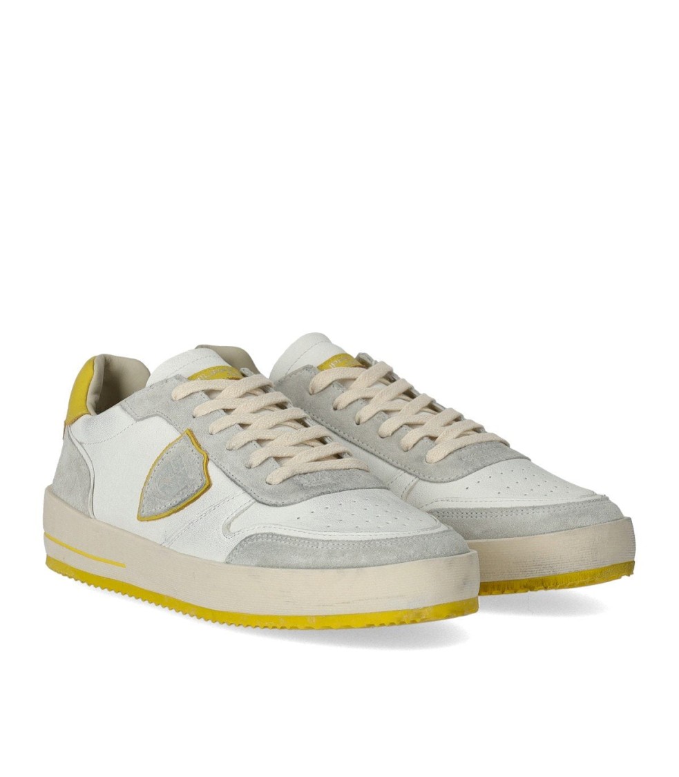 Philippe Model Nice White Yellow Sneaker In White