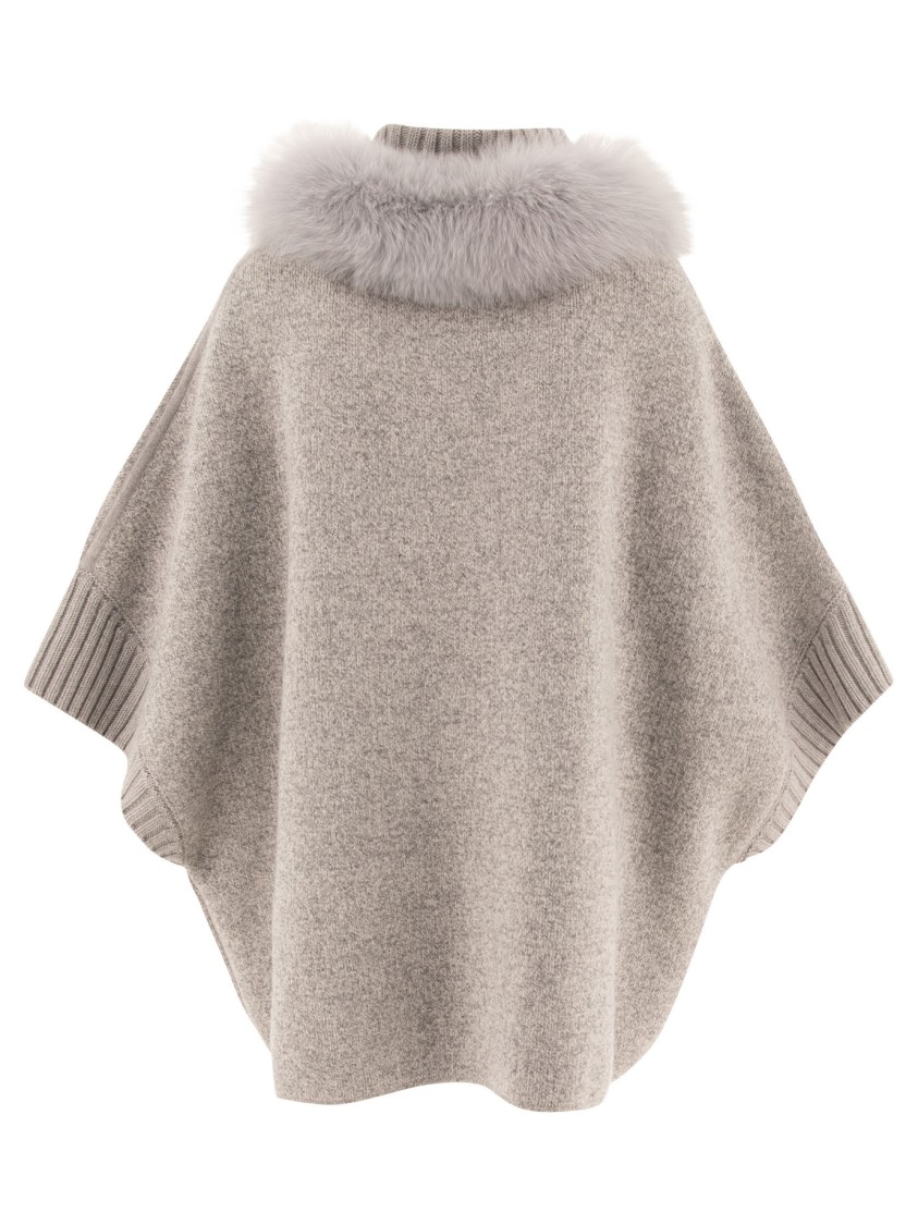 Giovi Wool And Cashmere Poncho For Women In Gray