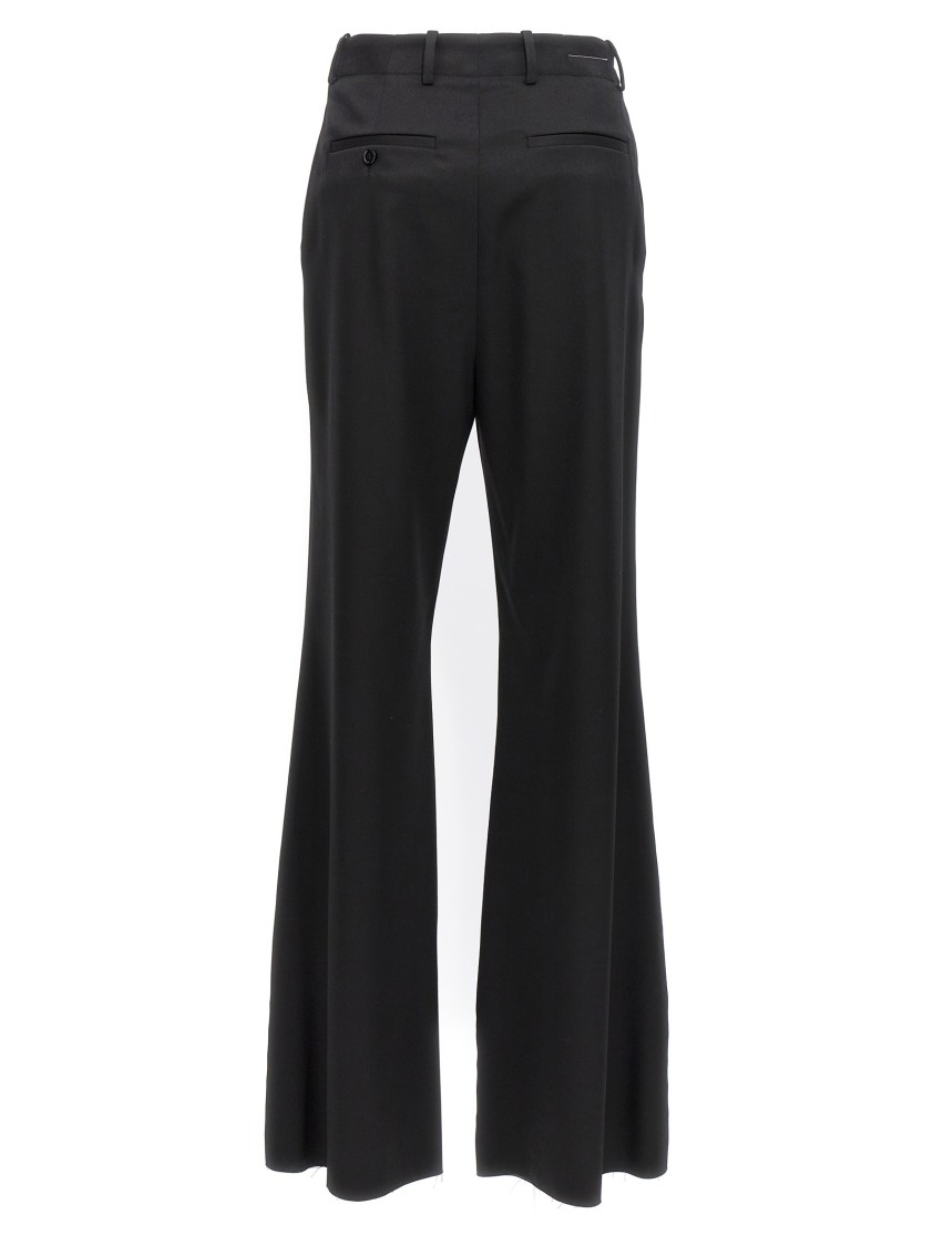 Mm6 Maison Margiela Mm6 By Maison Margiela Flared Black Wool Blend Pants With Contrast Stitching In Black