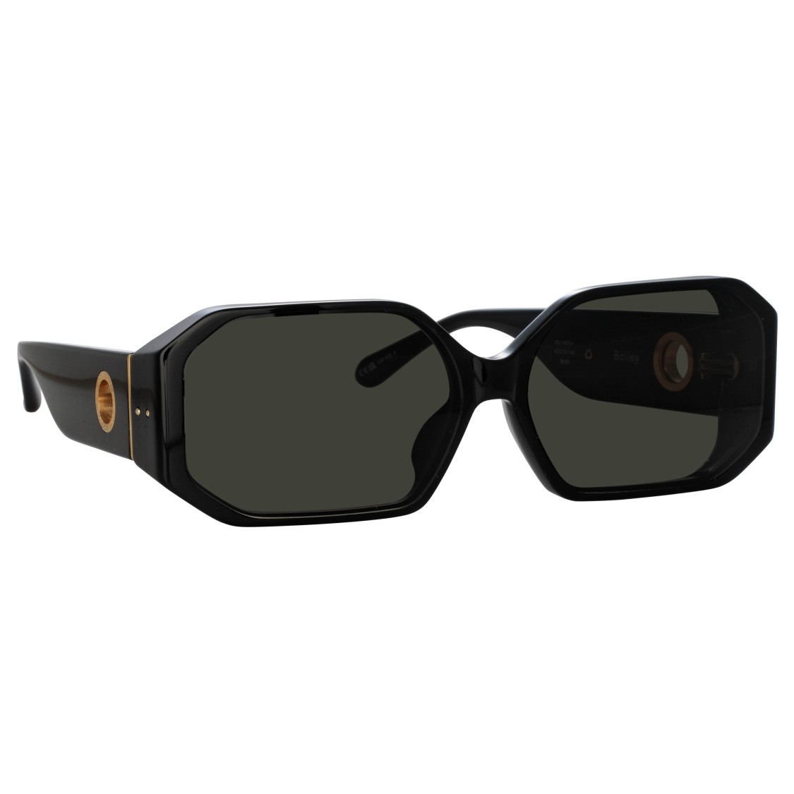 Linda Farrow Bailey Angular Sunglasses In B In Black