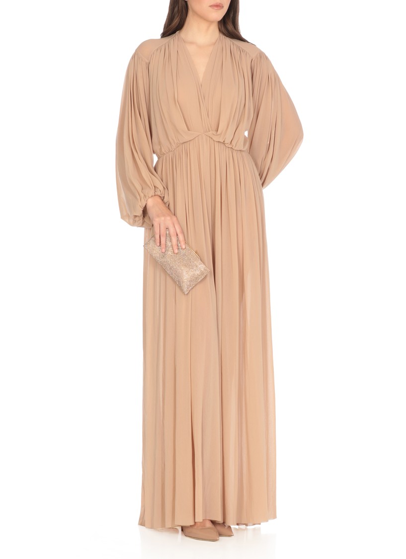 Philosophy Di Lorenzo Serafini Deep V-neck Maxi Dress With Billowy Sleeves