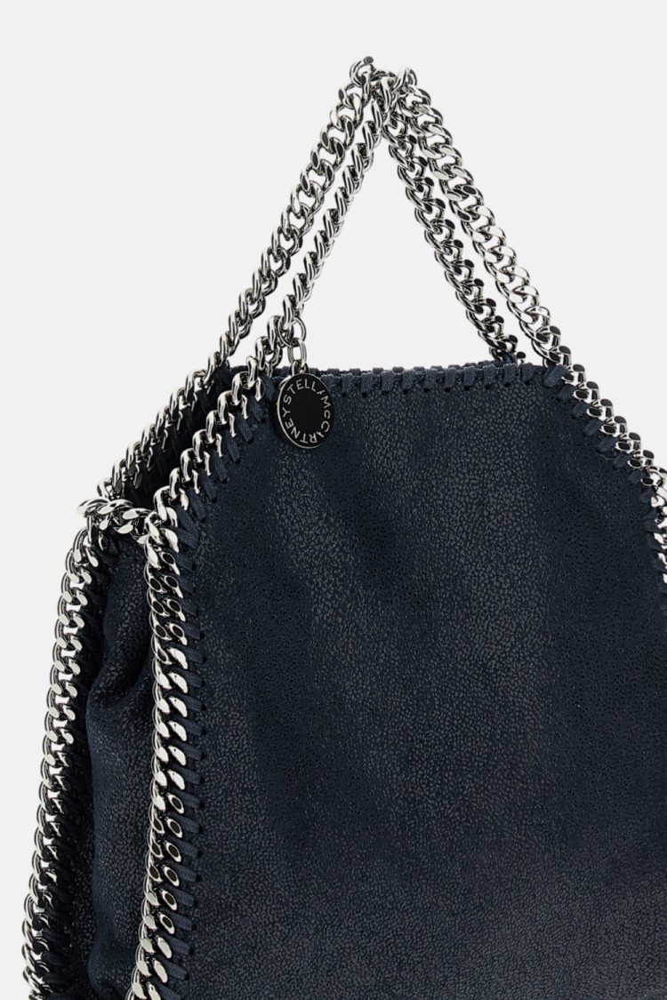 Stella Mccartney Falabella Tiny Shoulder Bag With Dual Handles And Chain Strap In Black