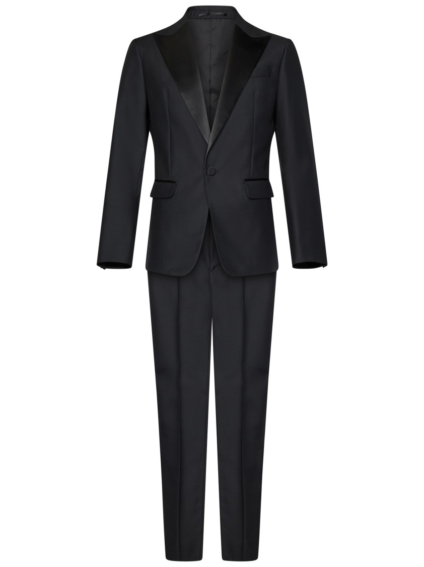 Dsquared2 Single-breasted Suit With Satin Lapel In Black