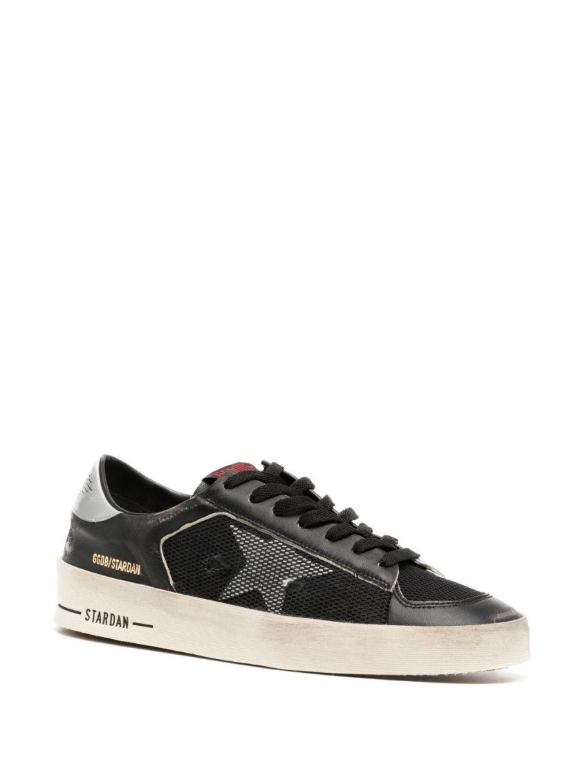Golden Goose Black Leather Sneakers With Textured Detailing