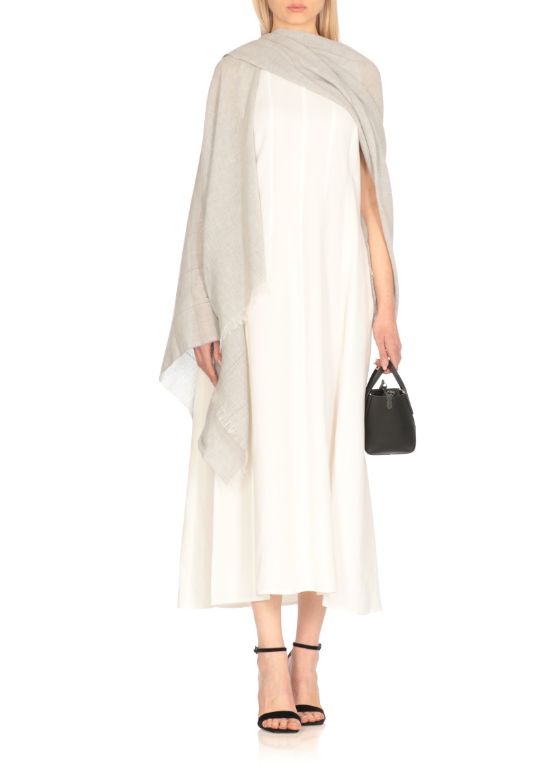 Shop Peserico Grey Poncho With Bright Light Details