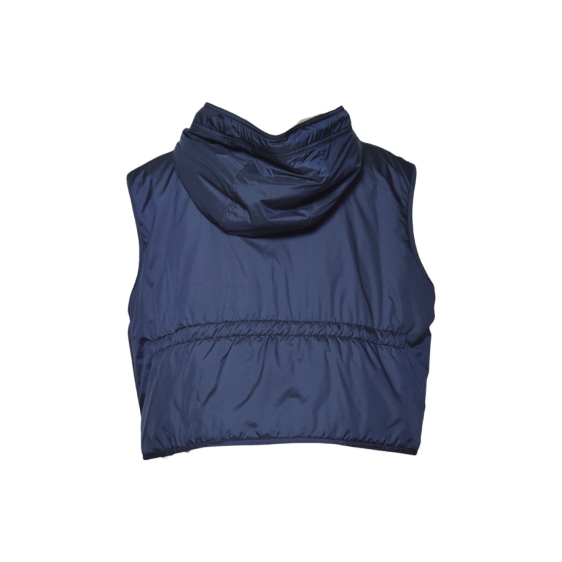 Max Mara Cropped Hooded Vest With Shiny Exterior In Green