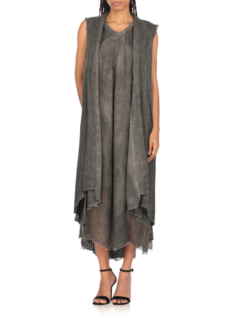 Shop Sanctamuerte Grey Linen And Cotton Vest