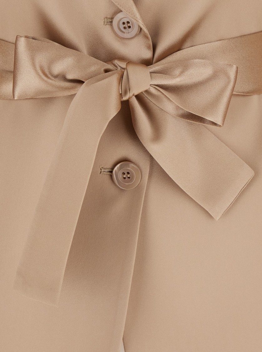 Shop Semicouture Semi Couture Satin Blazer With Tailored Silhouette And Belted Waist In Neutrals