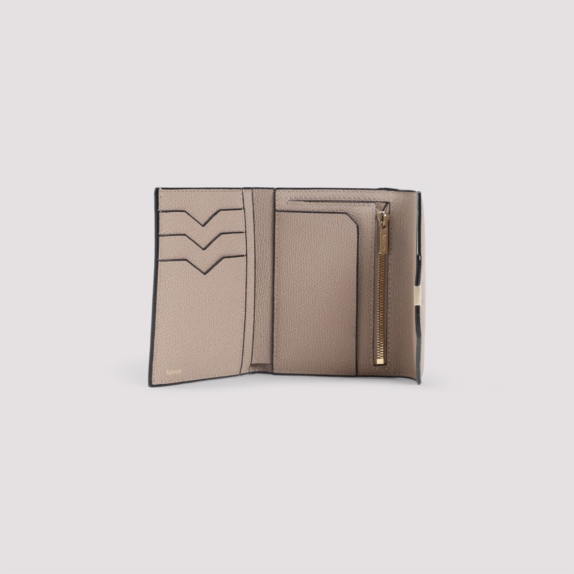 Valextra Leather Textured Wallet Gold Hardware In Neutral