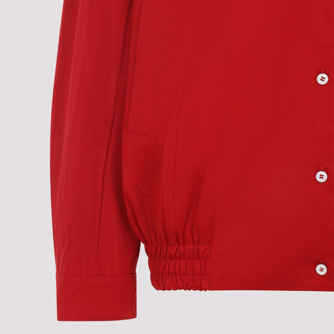 MIU MIU MIU MIU BUTTON-DOWN RED COTTON JACKET WITH EMBROIDERED LOGO