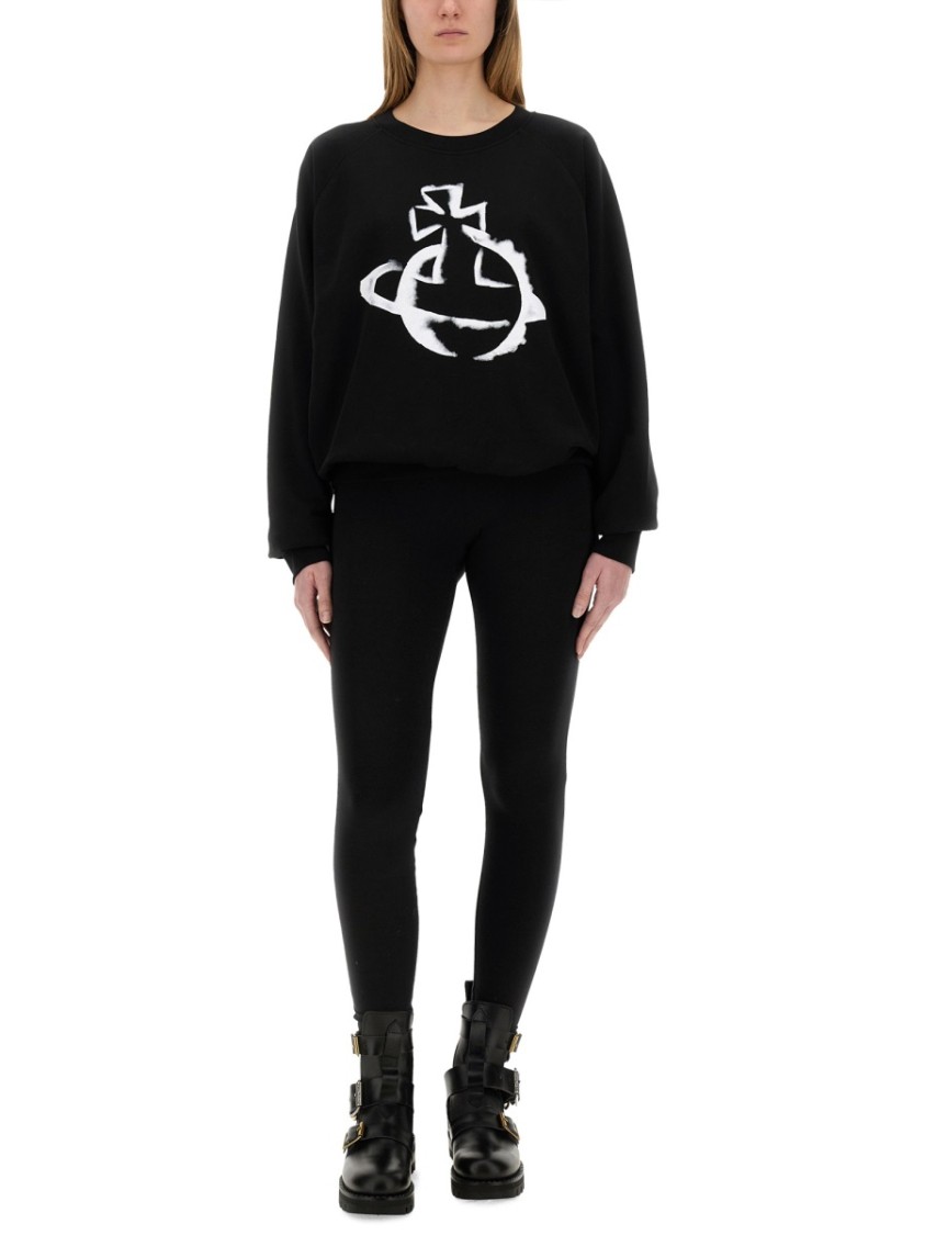 Shop Vivienne Westwood "stencil Orb Raglan" Sweatshirt In Black