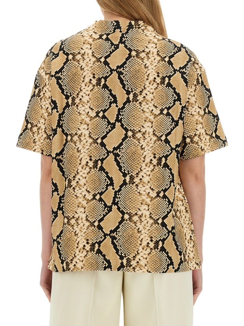 Shop Jil Sander Relaxed Fit T-shirt With Snake Skin Motif In Brown