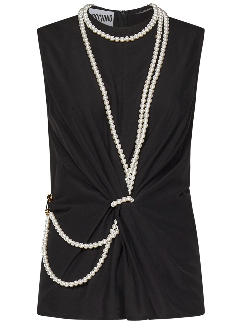 Moschino Flared Hem Knot Detailing Pearl Embellishments