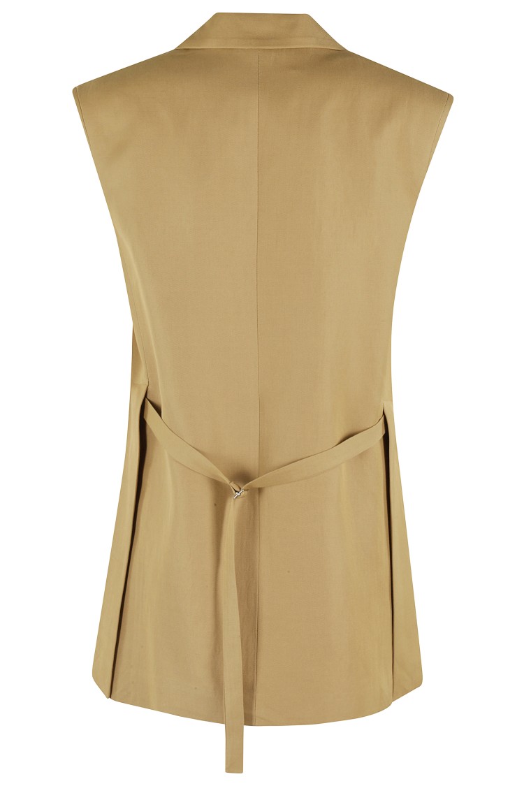 Shop Tela Noto Button-closure Gilet With Front Pockets In Brown