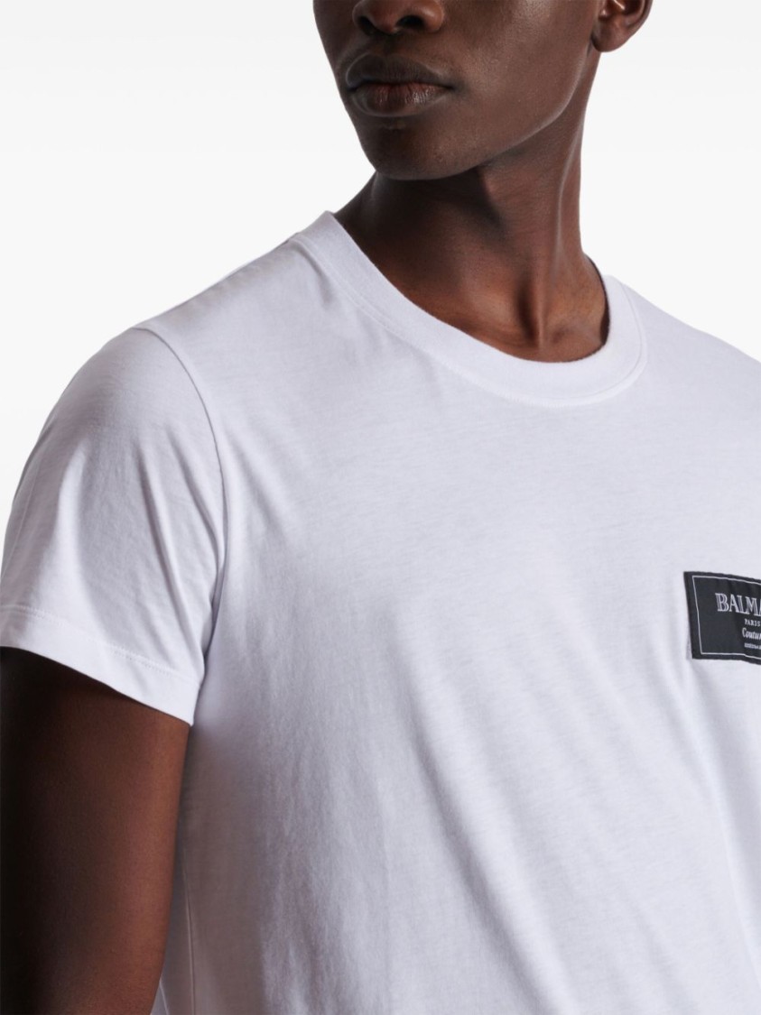 Shop Balmain Slim-fit White Cotton T-shirt