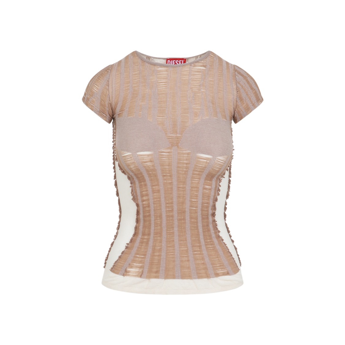 Diesel Contoured Knitwear Top With Modern Aesthetic In Neutrals