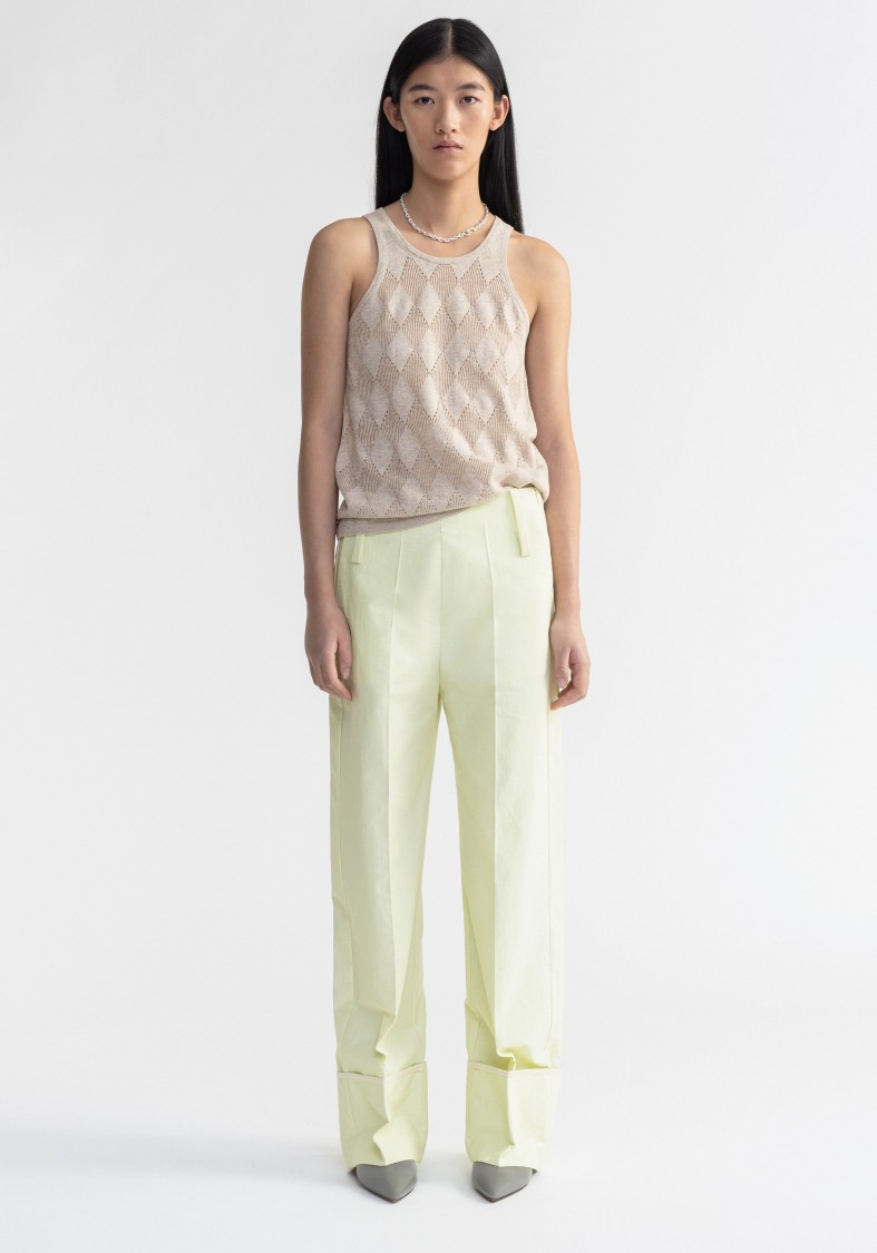 Shop Aeron Kismet - Diamond Knit Racer Neck Top In Neutrals