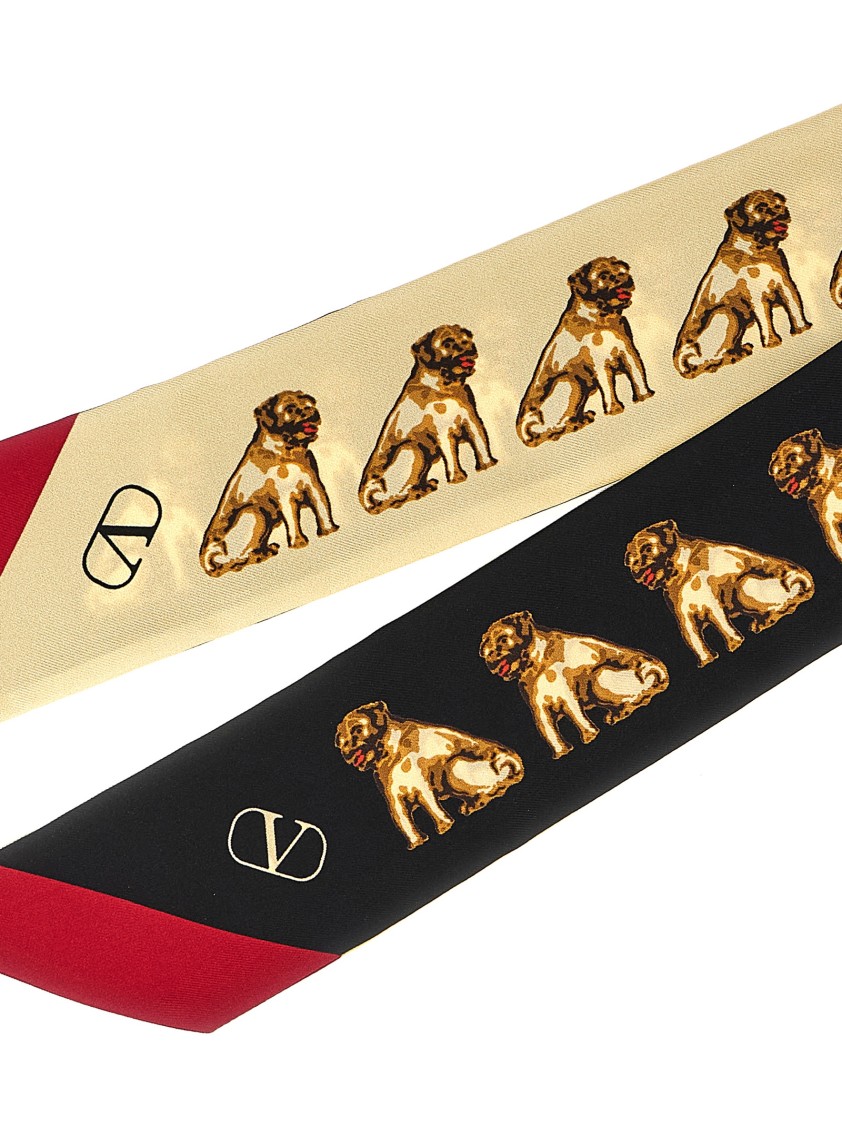 Valentino 'petit Charles' Scarf With Dual Color Accents In Multi