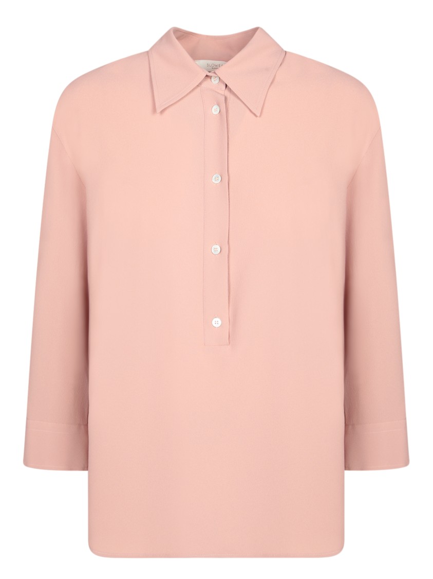 Incotex Refined Pink Silk-blend Crepe Blouse