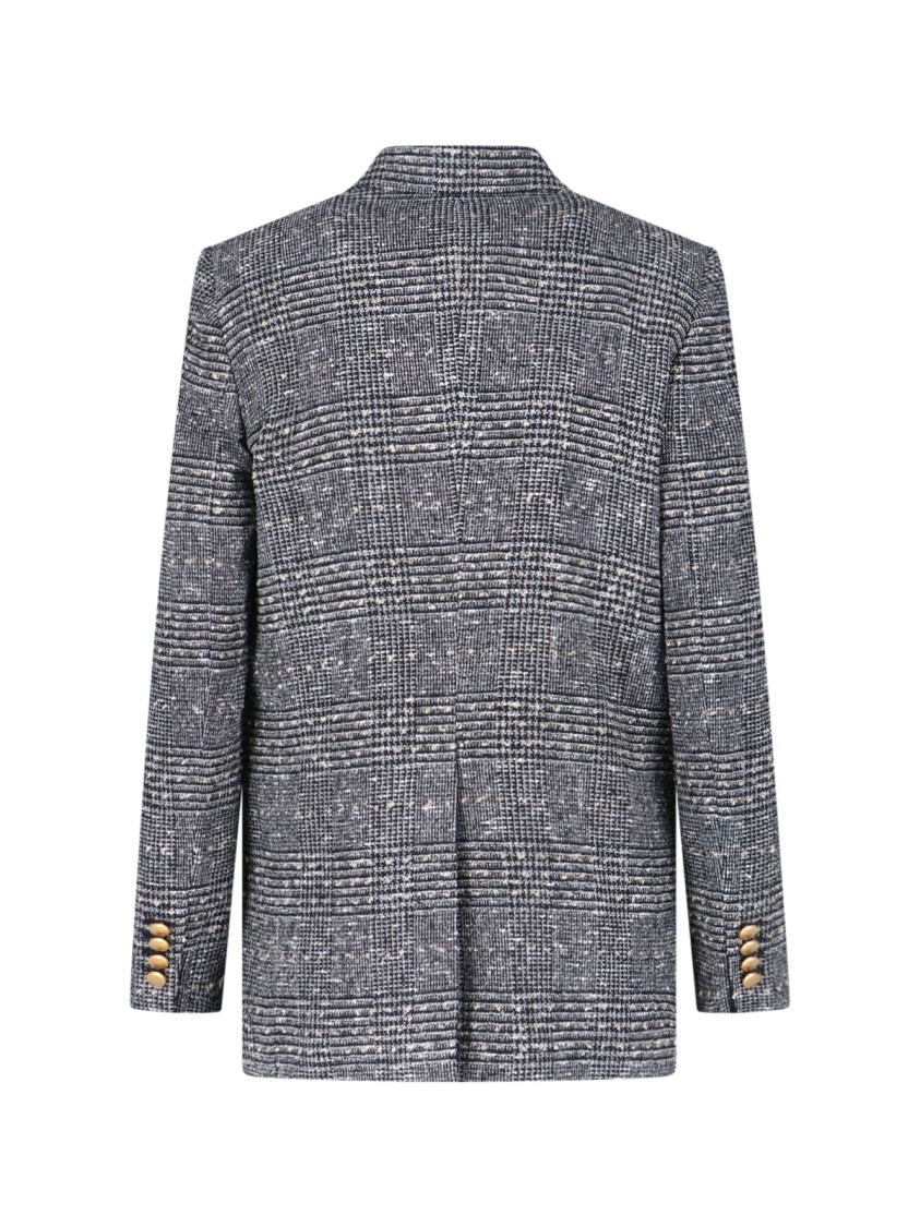 Tagliatore Tailored Double-breasted Jacket With Textured Plaid Pattern In Gray