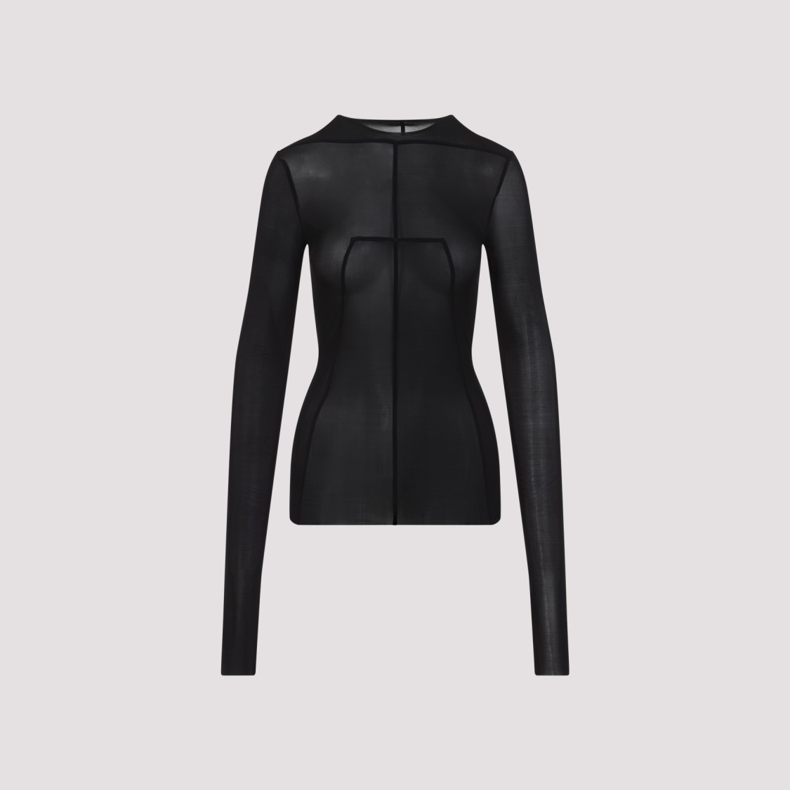 Rick Owens Fitted High Neck Top In Luxurious Cupro-elastane Blend